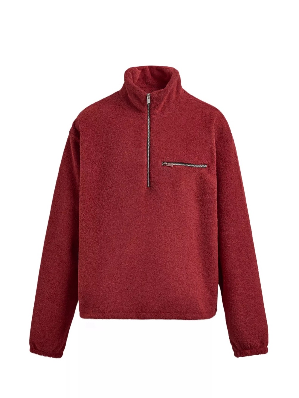 Zara Red Half-Zip Sherpa Pullover🔥size S New